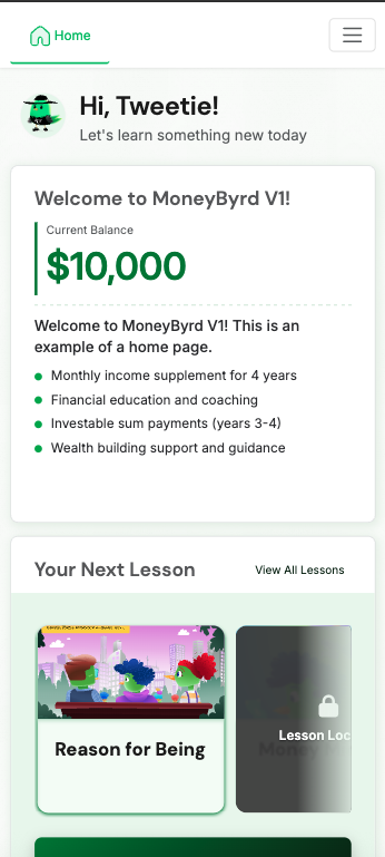 MoneyByrd Platform Dashboard - Mobile